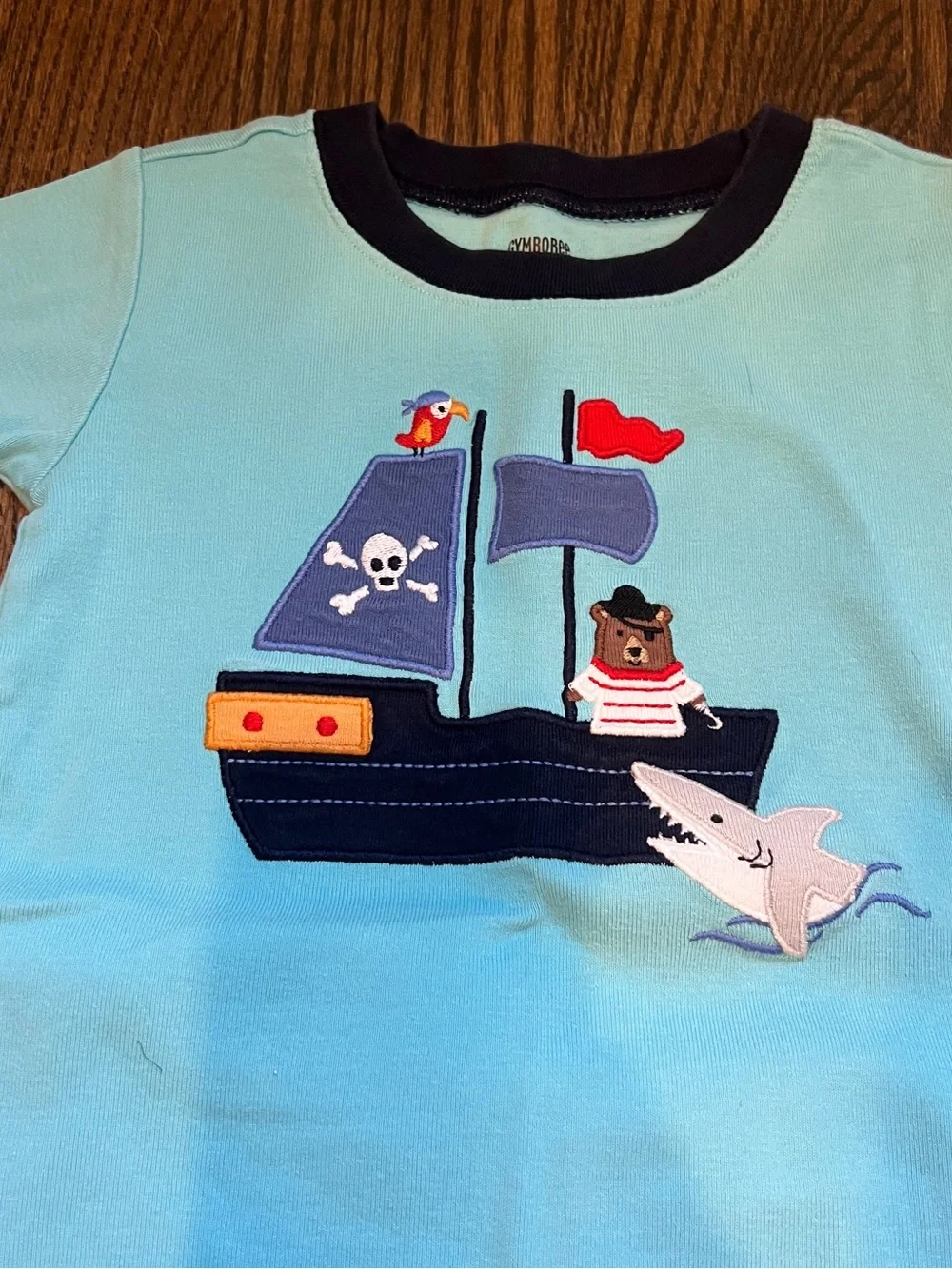 Gymboree Light Blue and Navy Pirate Ship Pajama Set